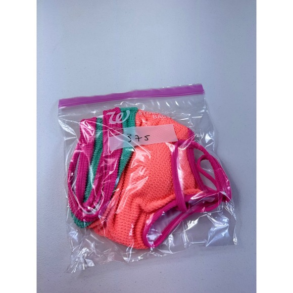 Pink Lily Neon Orange Pink Green Textured Crop Top Swimsuit Bikini‎ Top Large - Picture 5 of 7